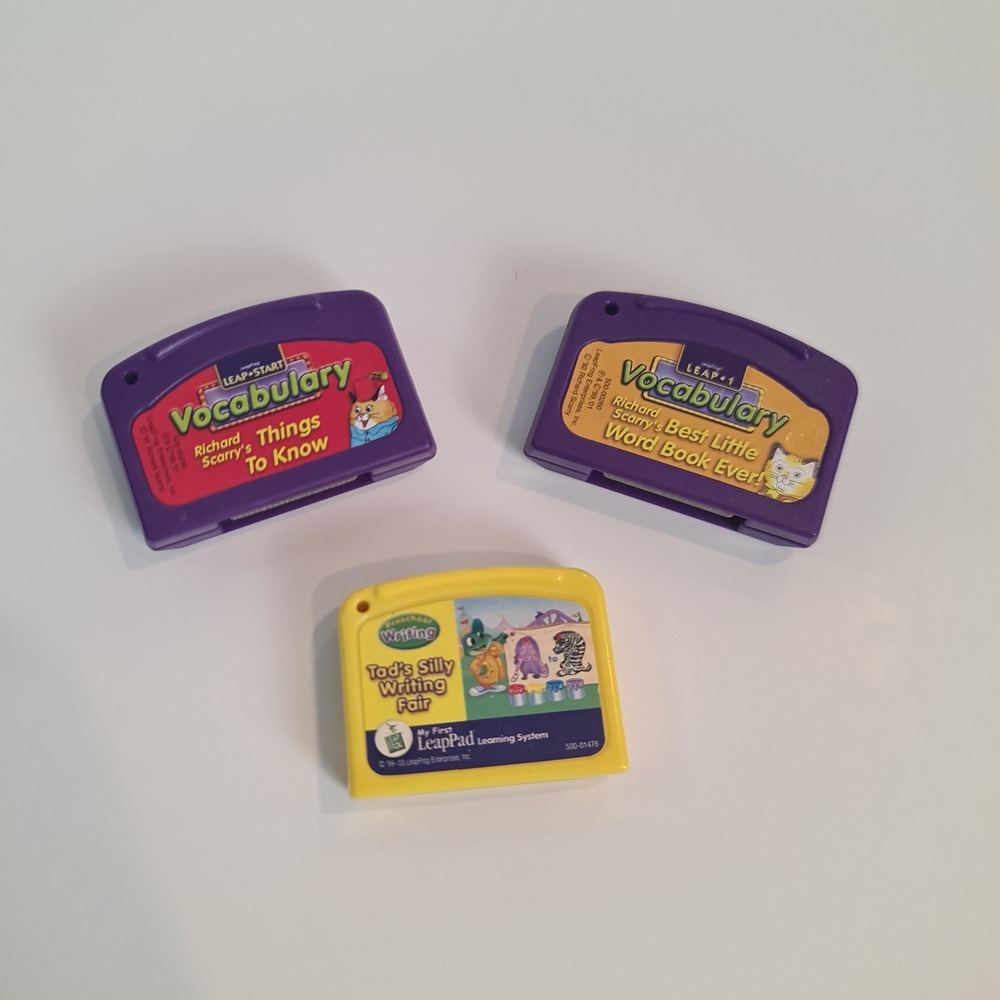 LeapFrog LeapPad Cartridge Lot Richard Scarry Vocabulary Tad's Writing Fair Vtg